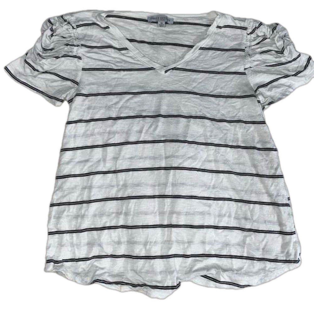 Green envelope women’s scrunch sleeve striped tee XS